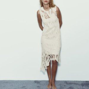 ZARA CROCHET ASYMMETRIC DRESS SIZE S